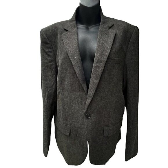 NWT WULFUL Dark Heather Gray Front One Button Single Breasted Blazer Men’s L - Picture 1 of 8